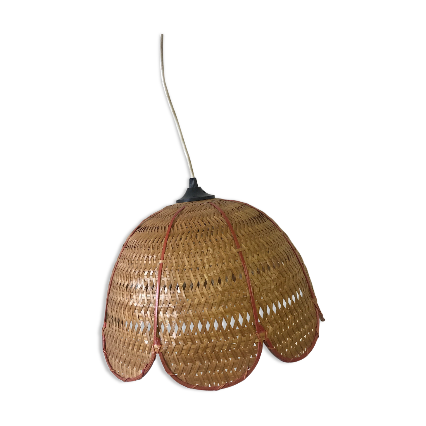 Suspension en rotin vintage