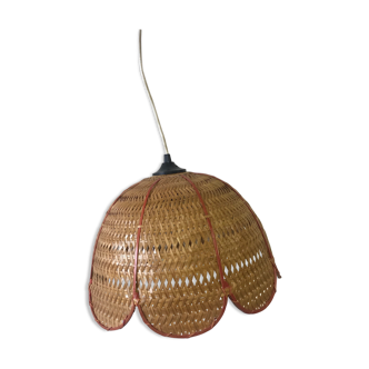 Suspension en rotin vintage