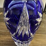 Vase Baccarat en Cristal Taillé Bleu Cobalt H 26 cm