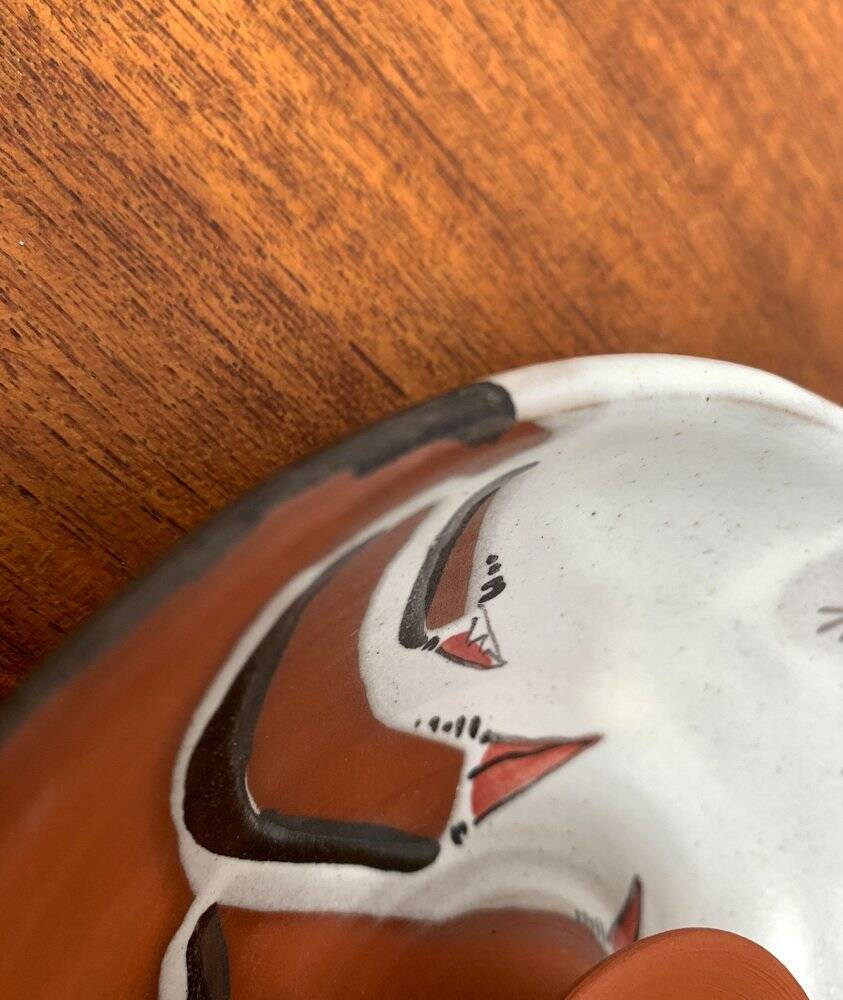 Workshop pottery candlestick from mid-century German with bird motif by Töpferei Bücking Börnsen, 1960s.