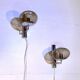 Sciolari, pair of chrome wall lights, smoked glass, Italy, 1970s