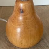 vintage wooden lamp small model with fabric shade 80's design