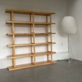 Scandinavian bookcase Room divider pine wood large model