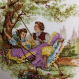 Sarreguemines Grand Dish in Porcelain Dishes Old Couple Fragonard