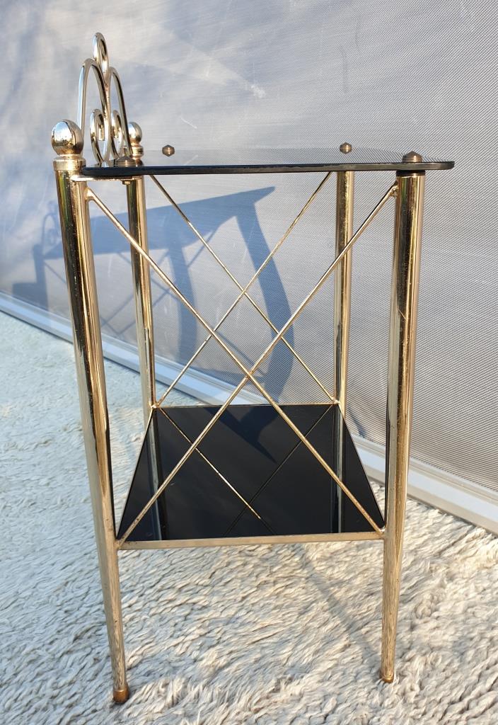 Vintage 70s gold and black opaline serving trolley