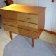 3-drawer chest of drawers - 60s - vintage - marquetry effect - spinning top feet