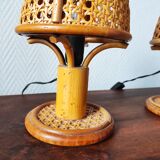 Pair of vintage rattan lamps