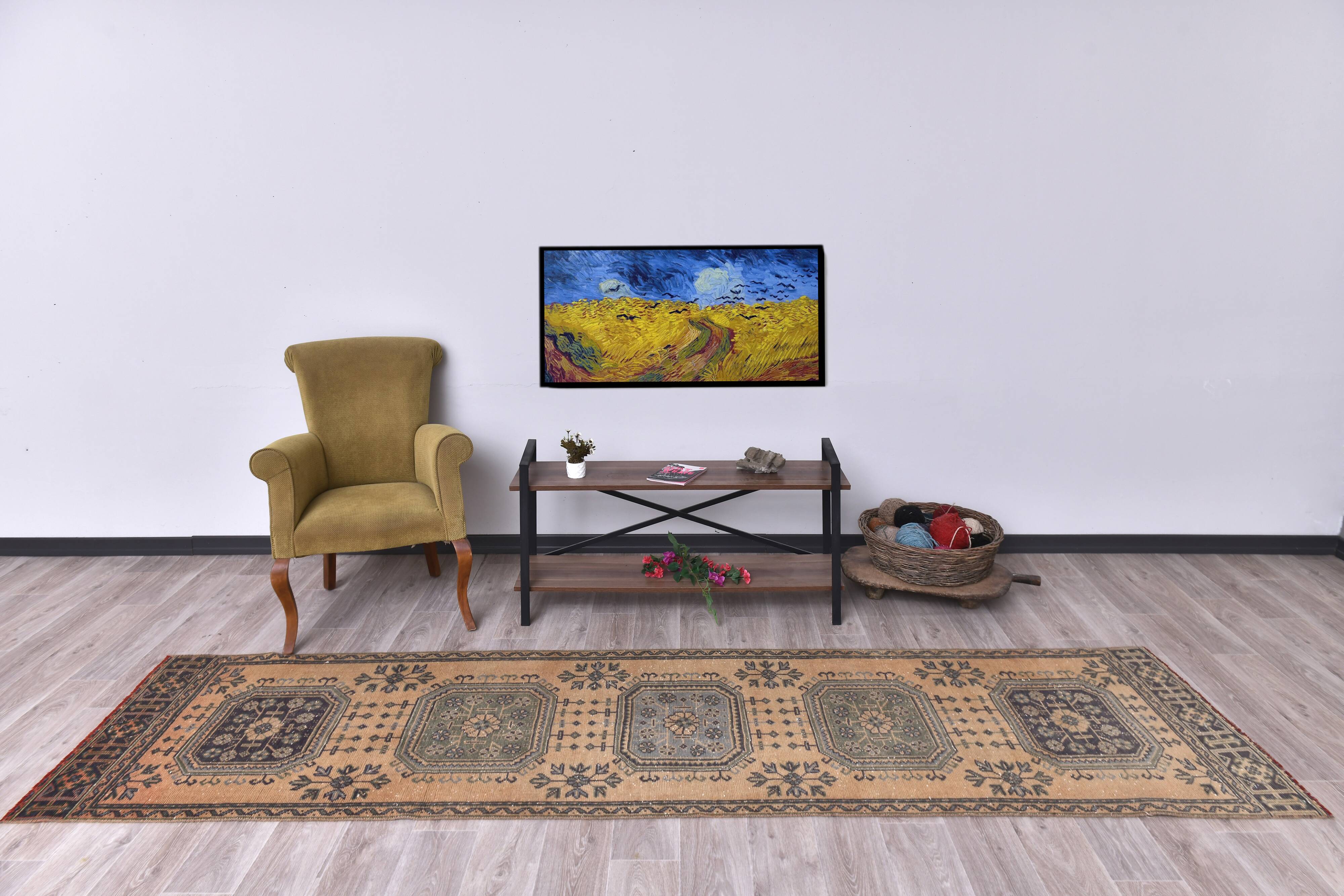 Orange & Navy Blue Turkish Runner Rug 87x337Cm SK 240636