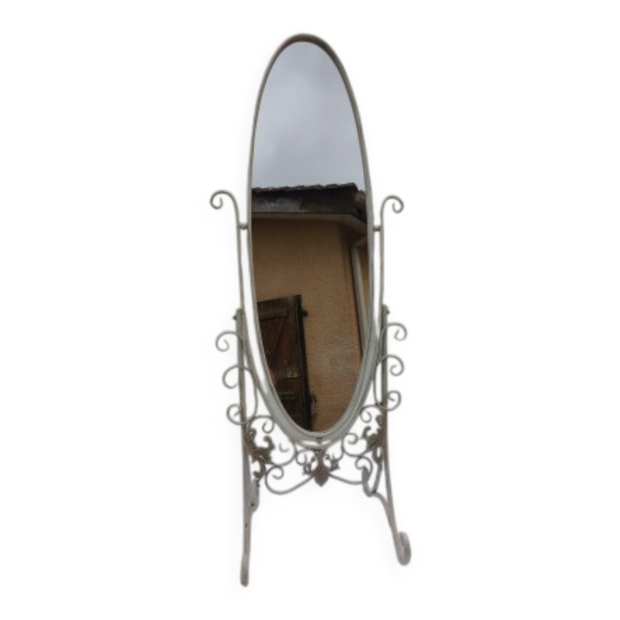 Full-length mirror in metal