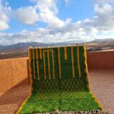 Moroccan Berber handmade rug – 300x200 cm – green and yellow wool