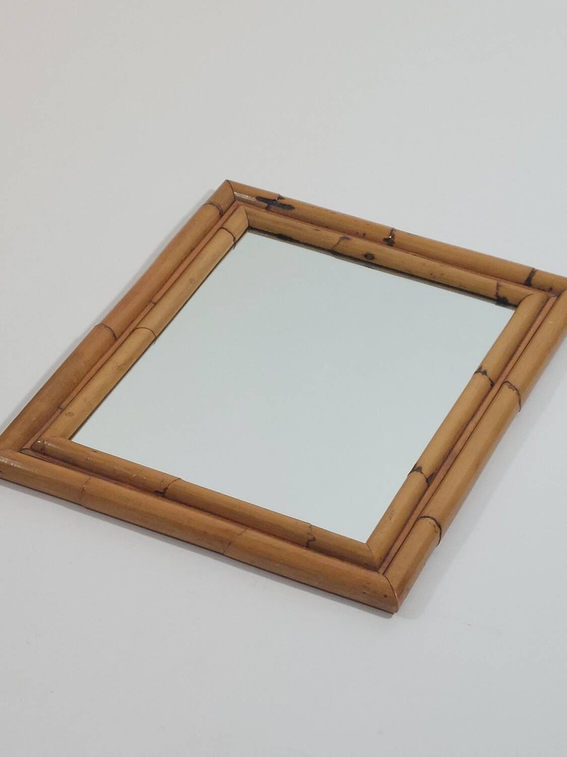 Vintage Mid Century Wandspiegel Bambus Boho 70s