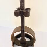 Brutalist Cast Iron Candlestick, 38cm