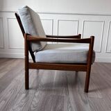 Fauteuil scandinave tissu blanc