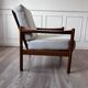 Scandinavian armchair in white fabric