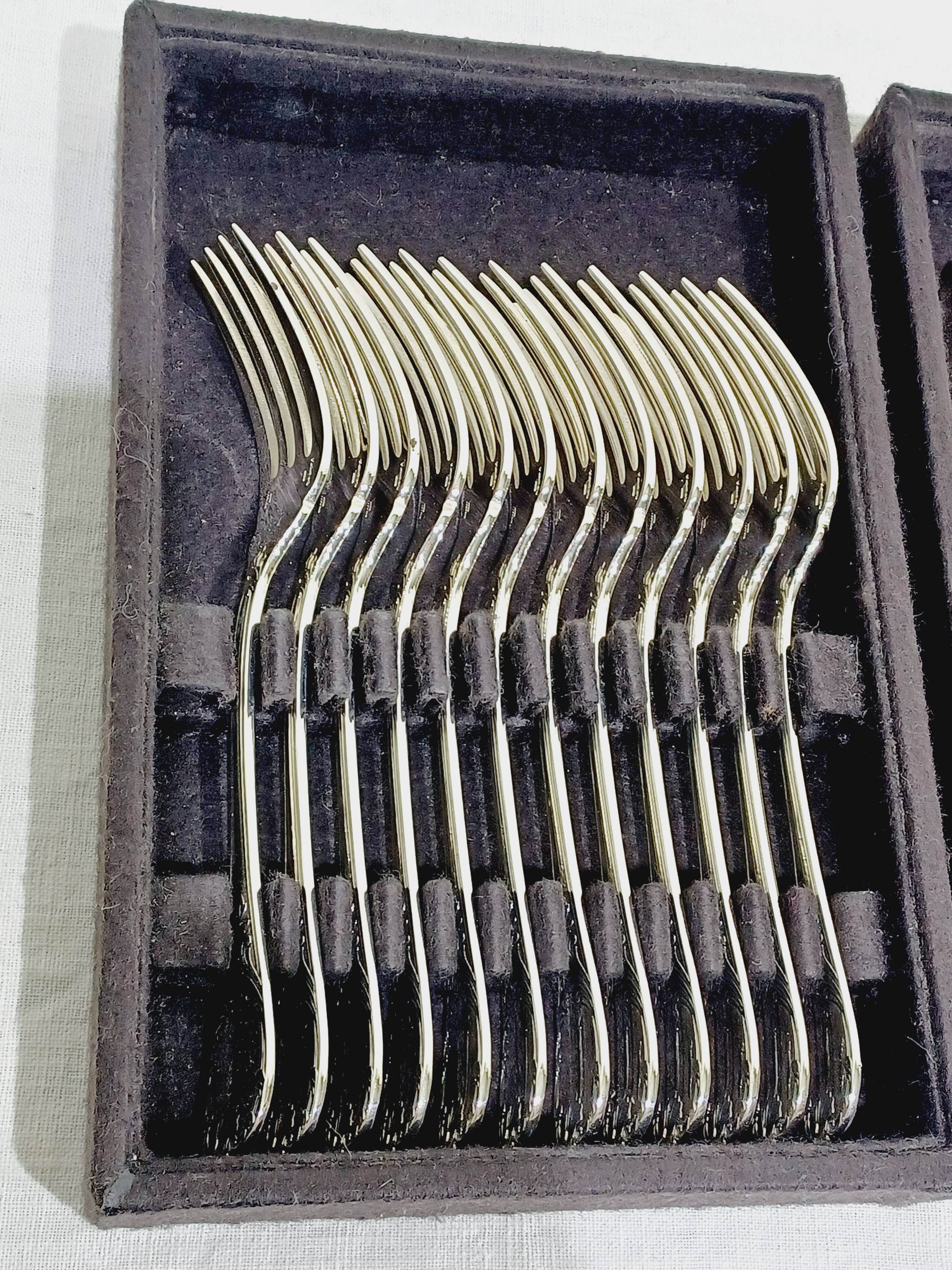 Christofle – 12-piece silver-plated fish cutlery set, Marly model