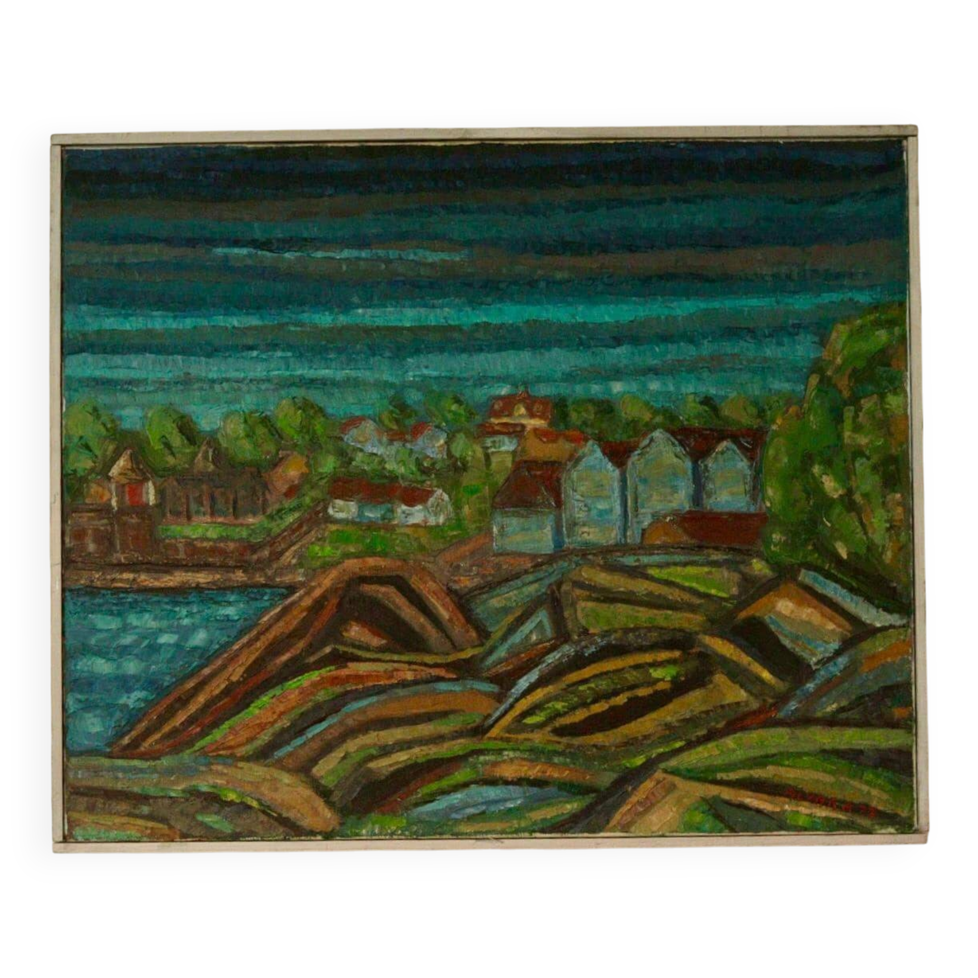 Oil on canvas "View" by Alvar Andersson