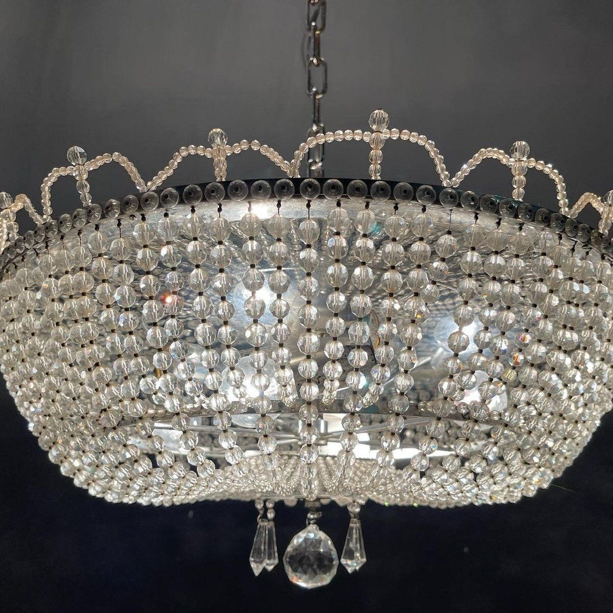 Italian Crystal Beaded Chandelier, 1960s