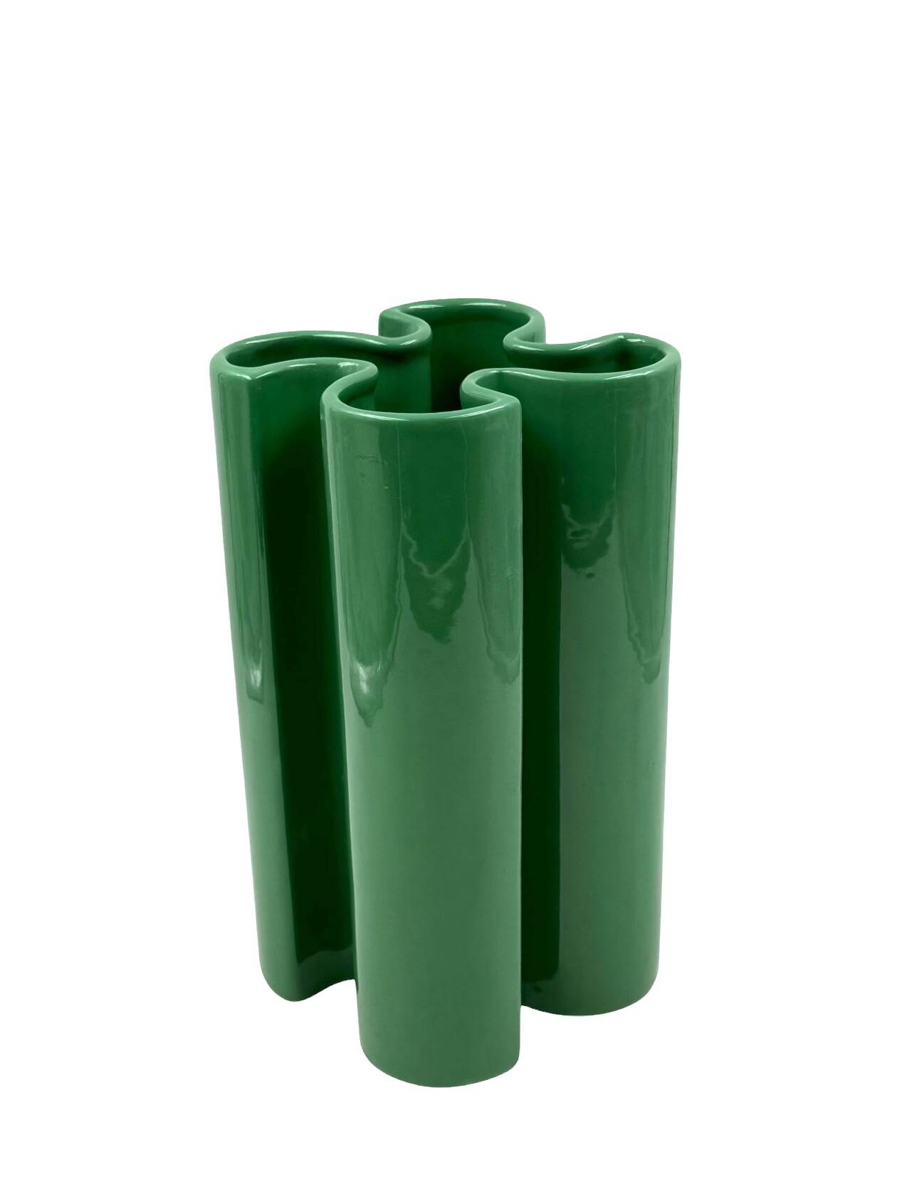 Franco Bettonica, Space age green ceramic vase, Gabbianelli Italy ca. 1970s