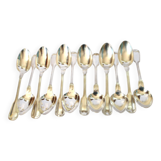 ST MEDARD set of 12 soup spoons antique net pattern silverware style Chinon 21 cm