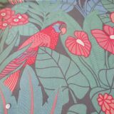 Folding tray parrots and flowers fiber and rattan