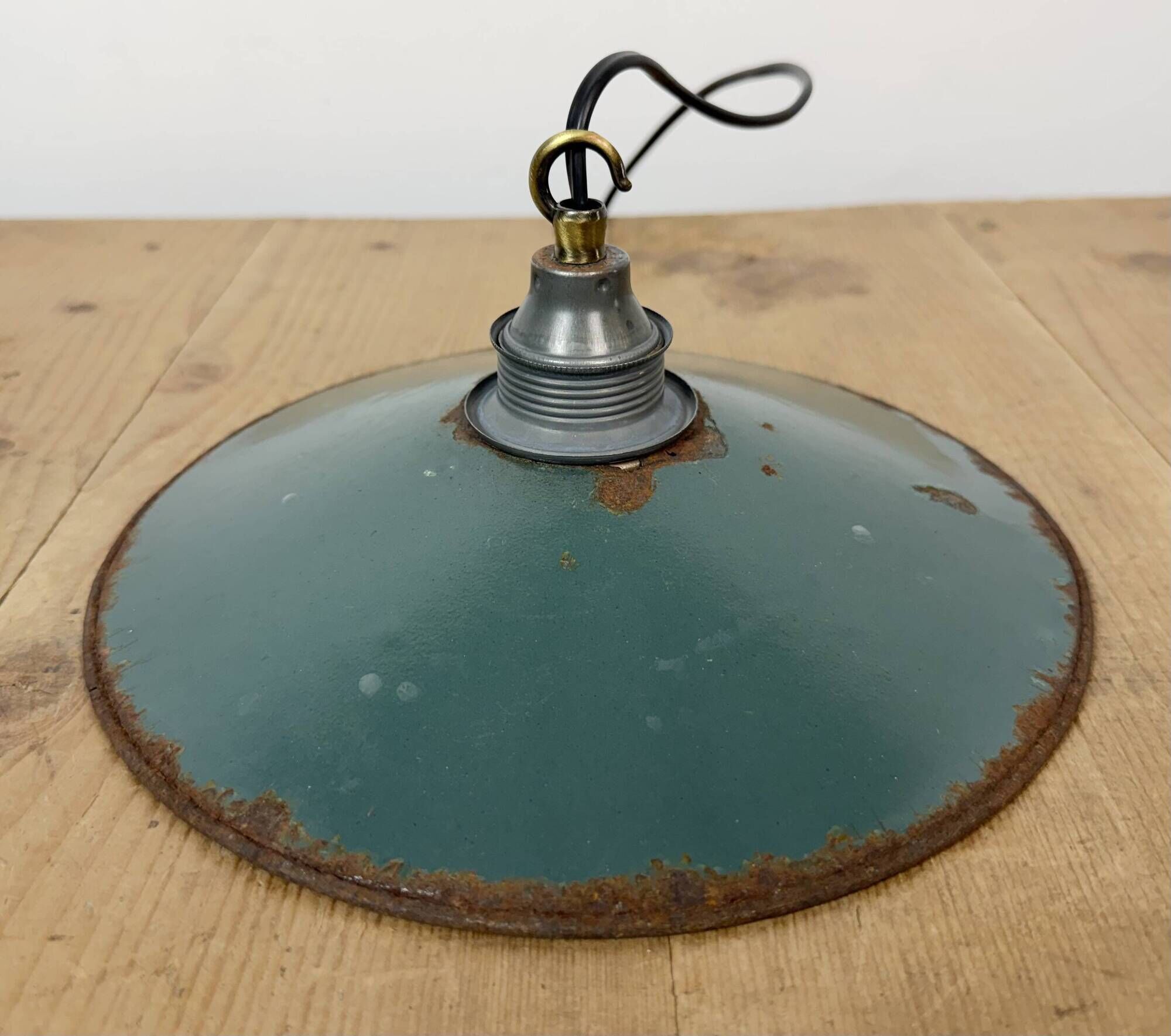 Industrial Green Enamel Light, 1950s