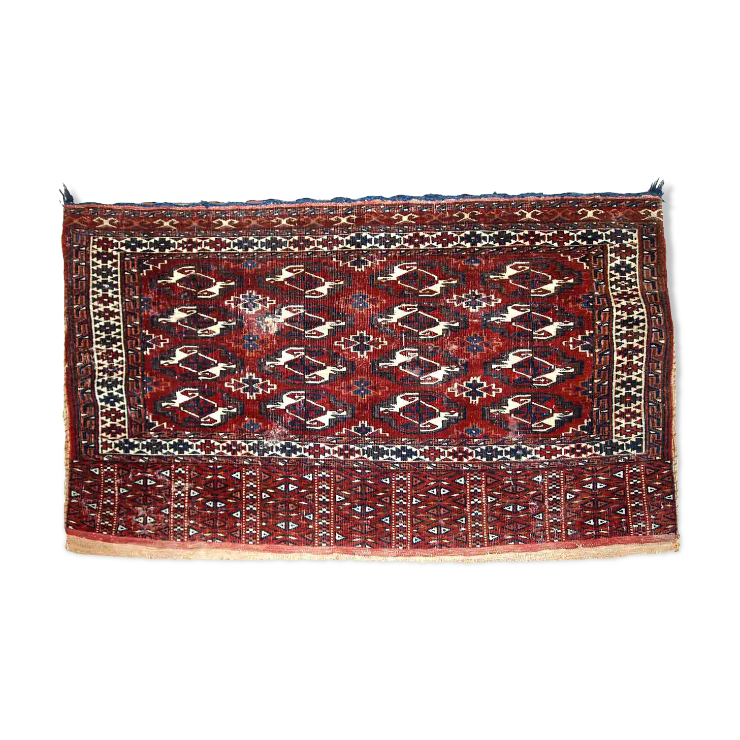 Ancient turkmen yomud handmade carpet 70cm x 118cm 1900s, 1c725