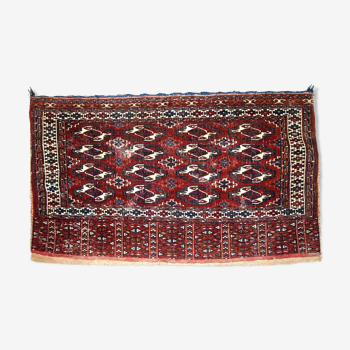 Ancient turkmen yomud handmade carpet 70cm x 118cm 1900s, 1c725
