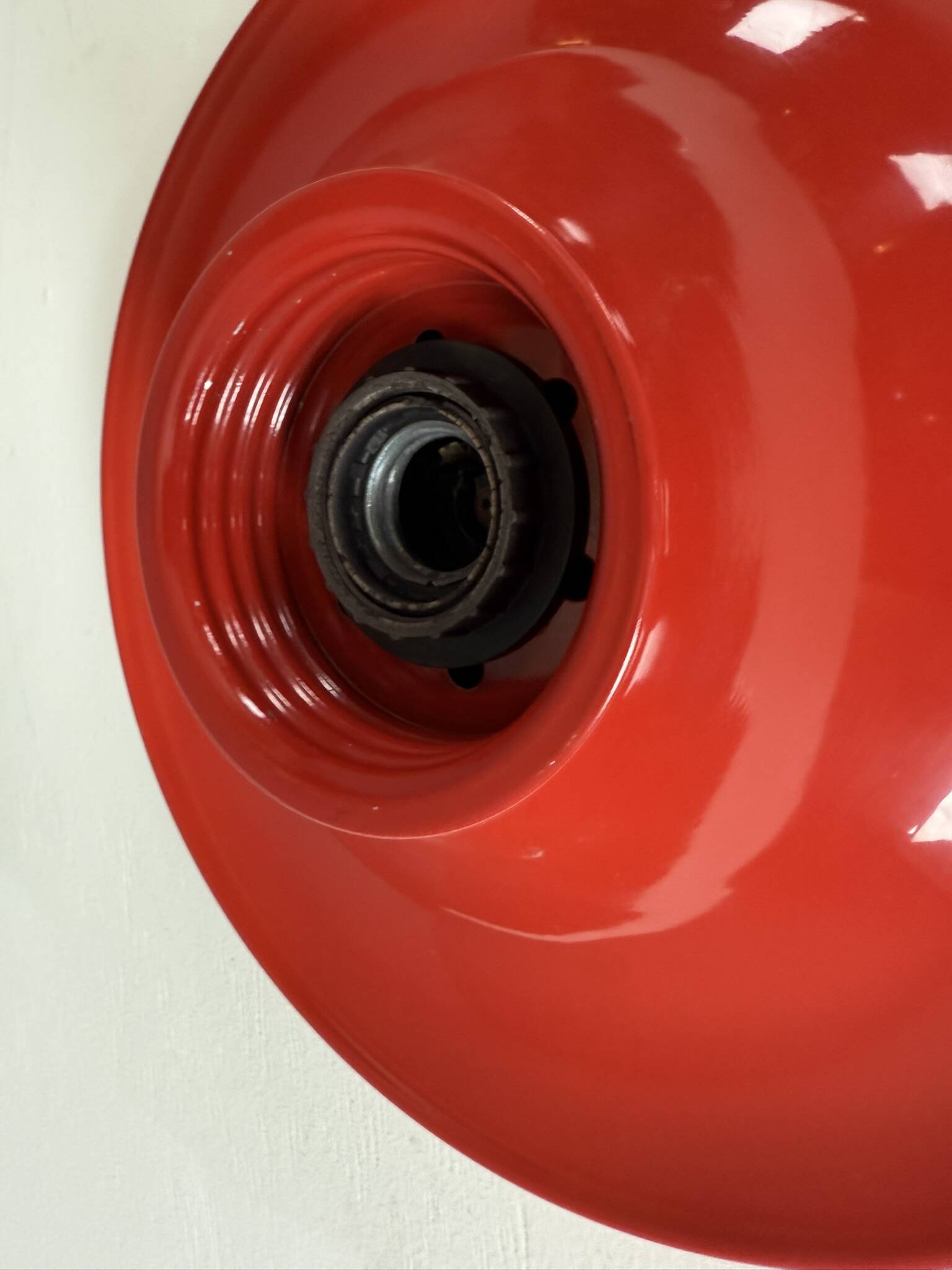 Castiglioni red metal "Light Ball" wall or ceiling lamp for Flos, Italy 1970s