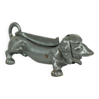 Heavy Vintage Dachshund Cast Iron Shoe Scraper Door Stopper Gray