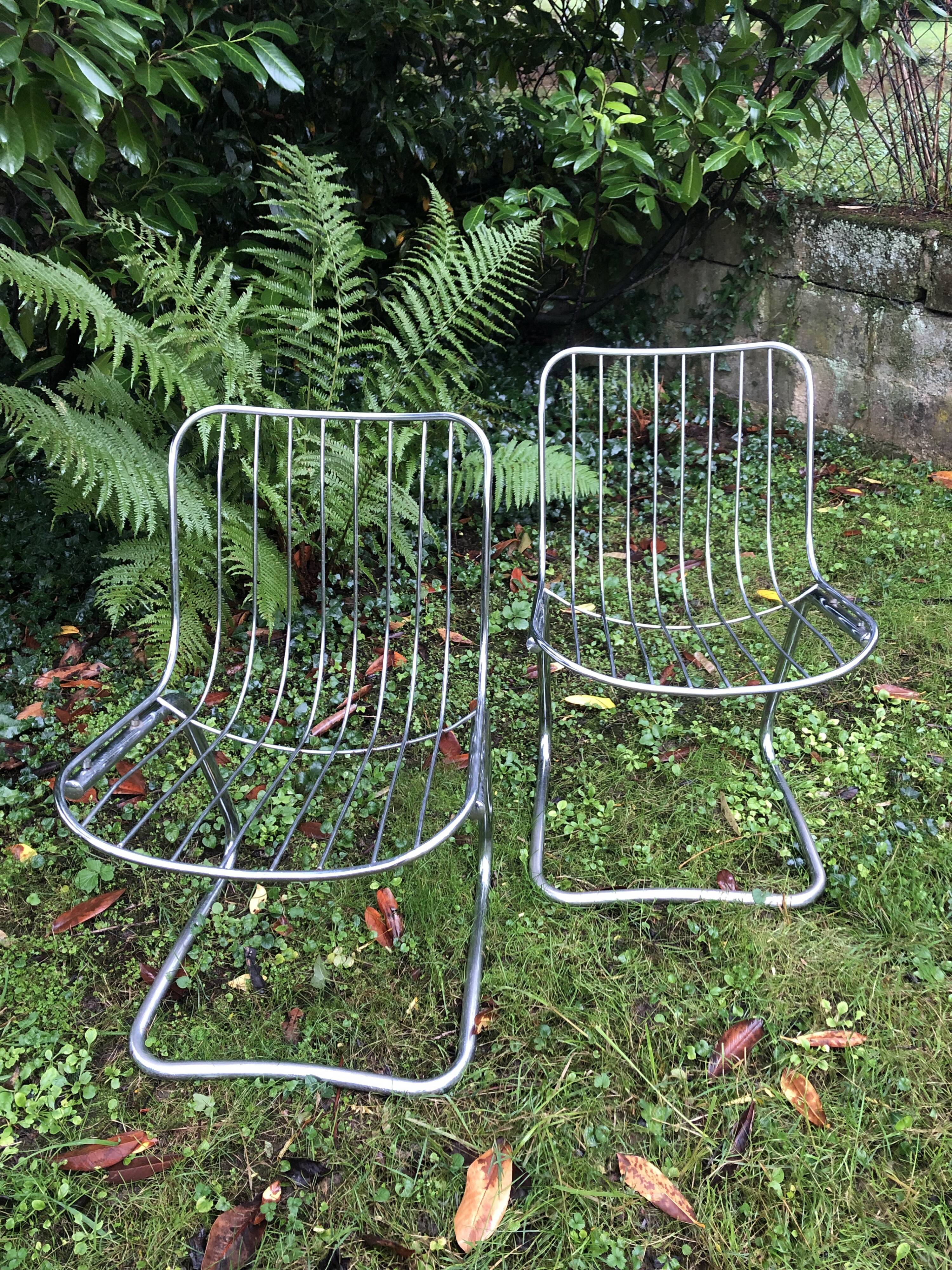 Chrome chairs style Rinaldi 70s