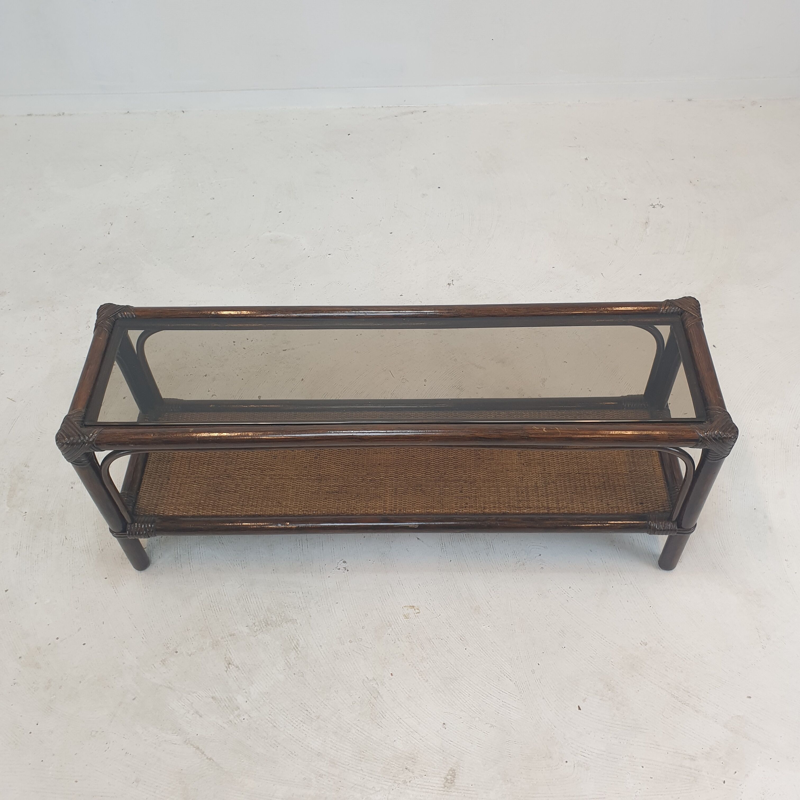 Italian Bamboo and Rattan Coffee Table, 1980s