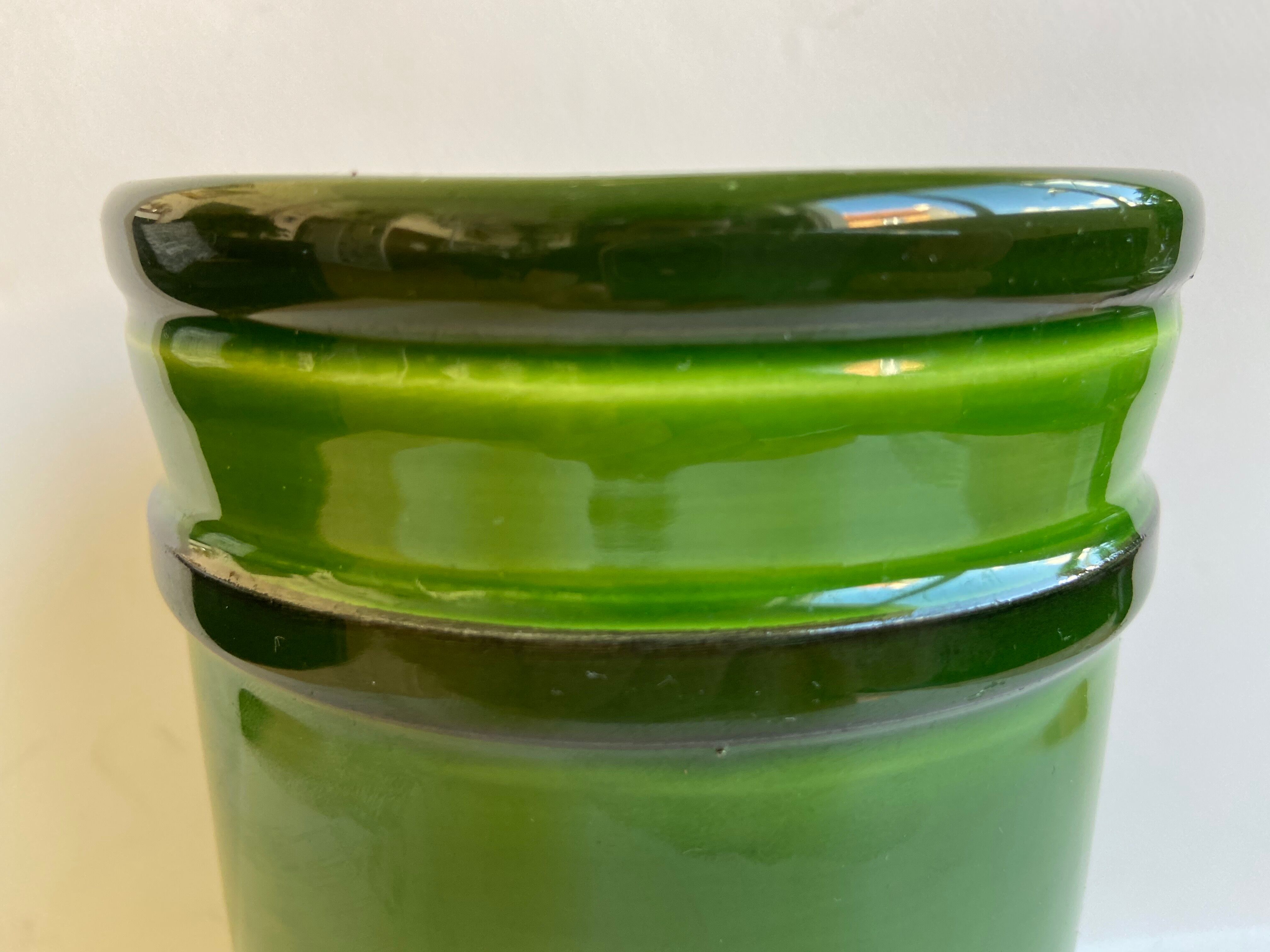 Green ceramic pot