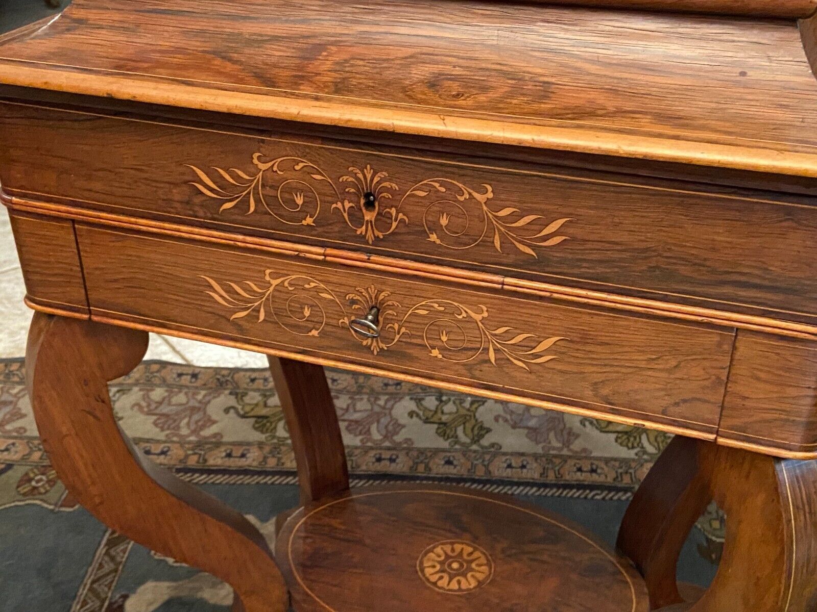 Worker end or back of sofa with inlaid decoration of period Charles X
