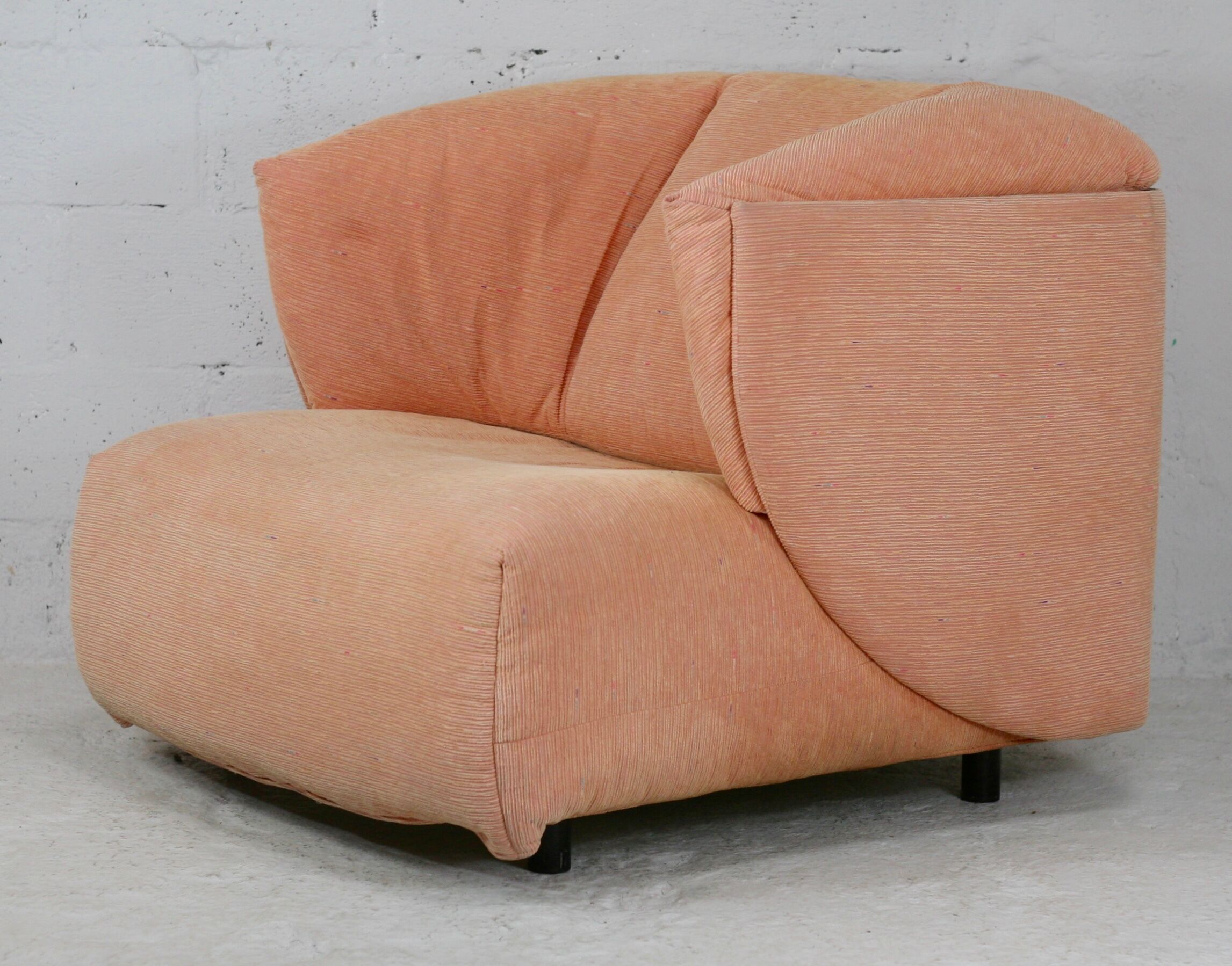 Armchair Ligne Roset, pastel orange color, France, circa 1990