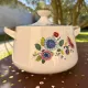 Earthenware vegetable dish Digoin Sarreguemines Sandrine, flowers and golden borders.