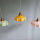 Trio of Art Deco pendant lights in colored opaline glass, 1930s
