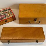 3 vintage dovetail wooden boxes