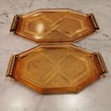 Lot de 2 plats anciens art déco en verre