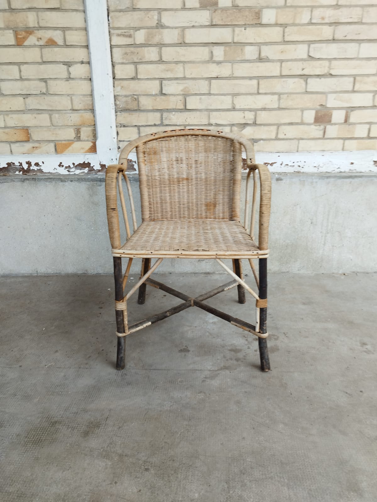 Vintage rattan armchair art deco 1950