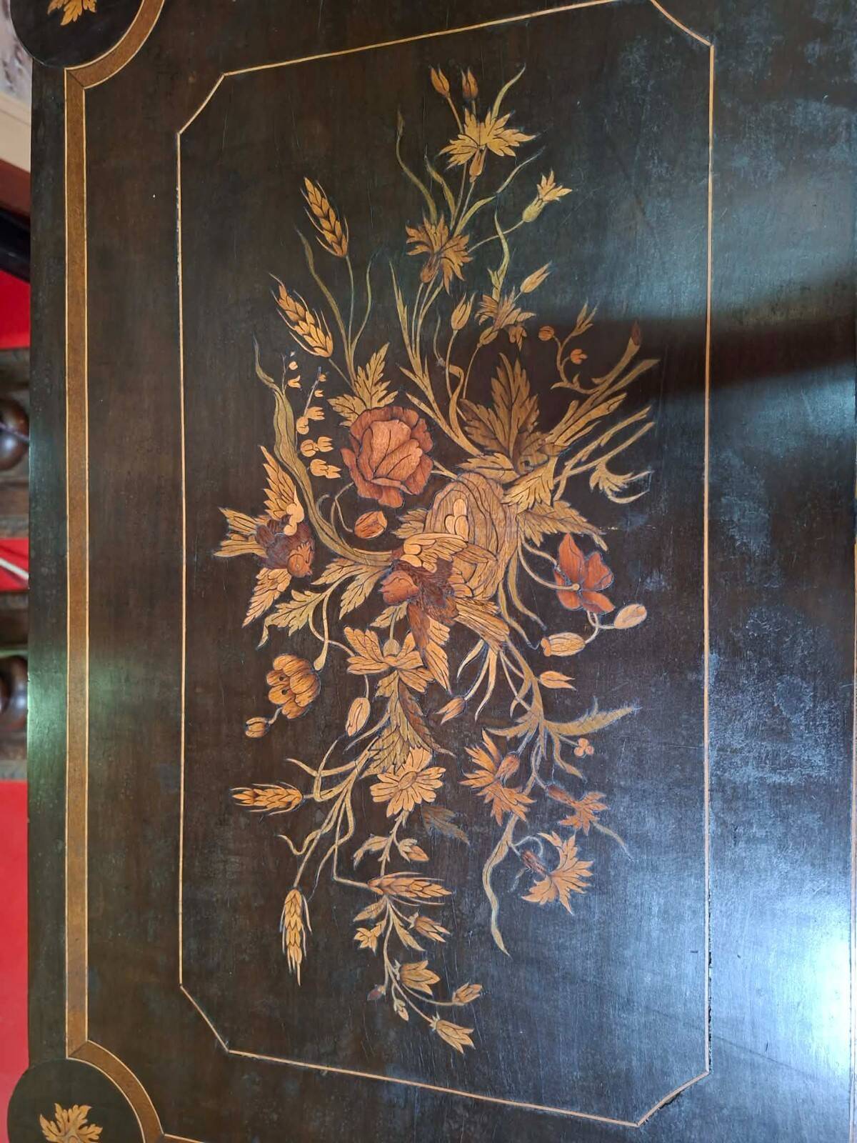 Work table/vanity in blackened wood and marquetry – Napoléon III period