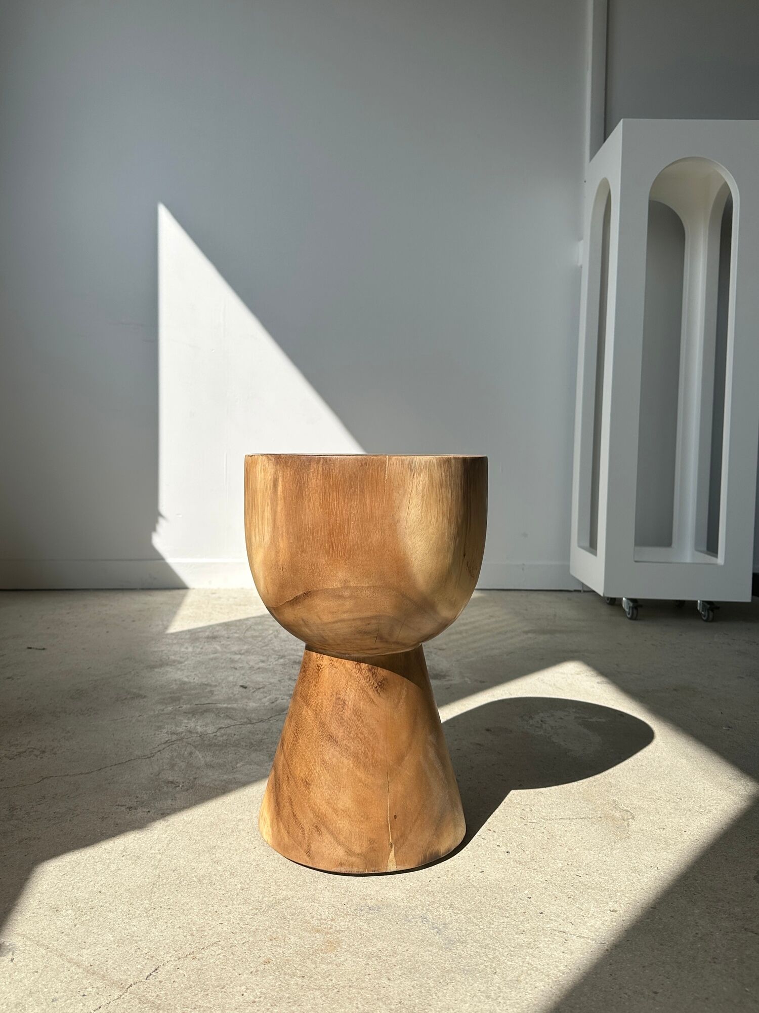 End of sofa, stool, modular furniture in monoxyl suar