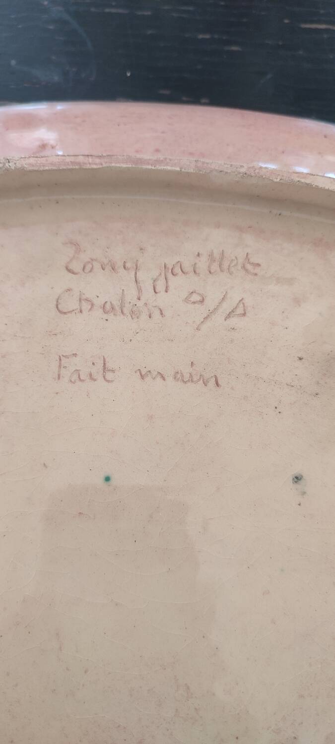 Large enamelled earthenware dish signed Tony Jaillet from the 1950s-60s.