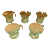 Série 5 anciens verres punch sangria médicis verre soufflé bullé vintage