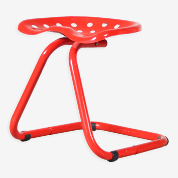 1970s Red metal tractor seat stool from Italy