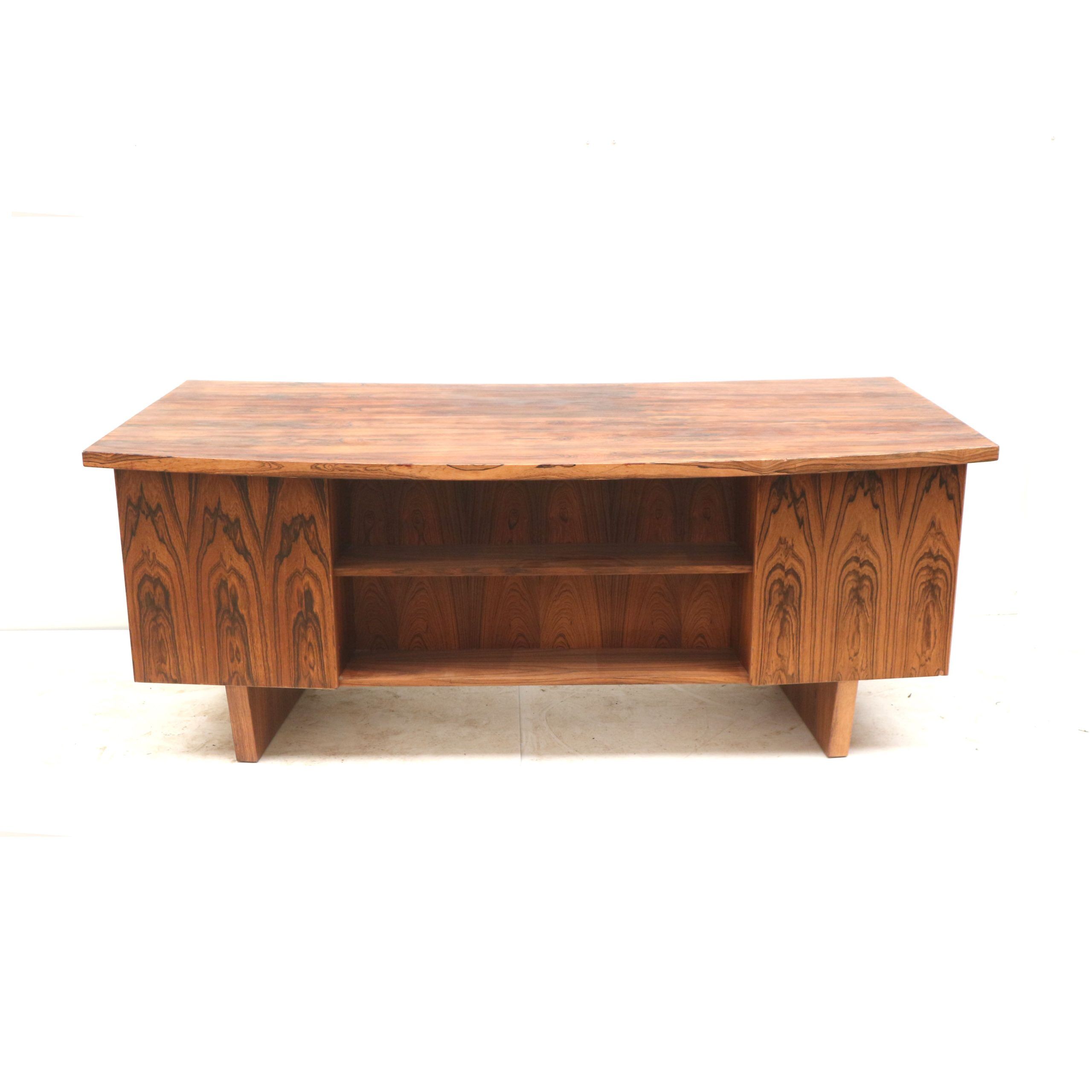Large rosewood boomerang desk / executive desk from the 1960s