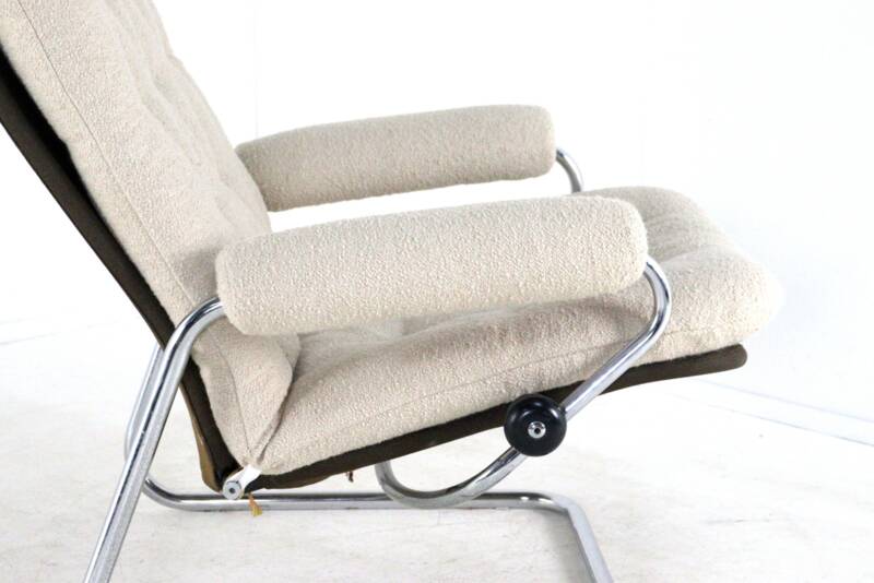 Ekornes Stressless 1970s armchair - very rare early model - new upholstered
