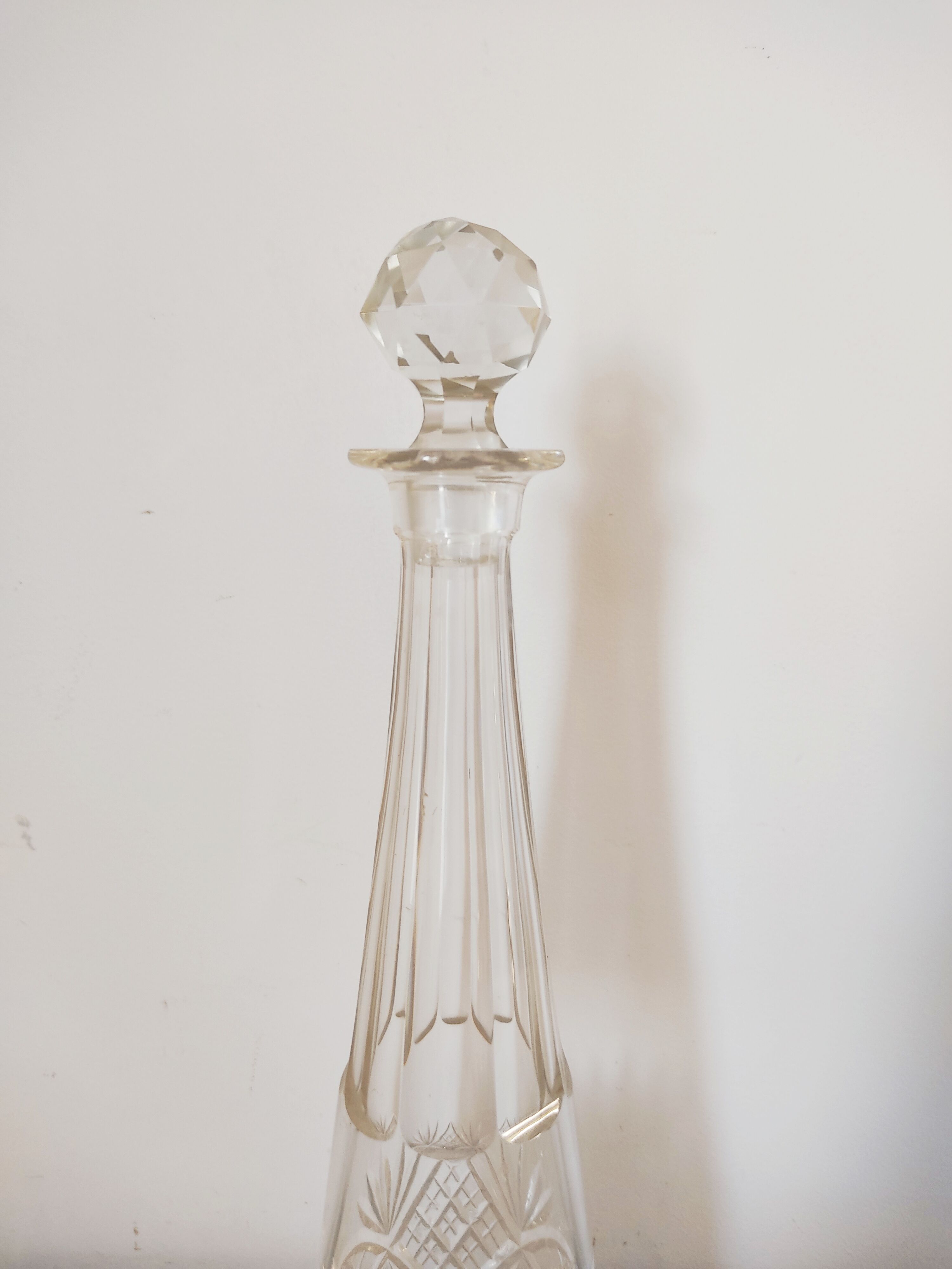 Carved glass decanter