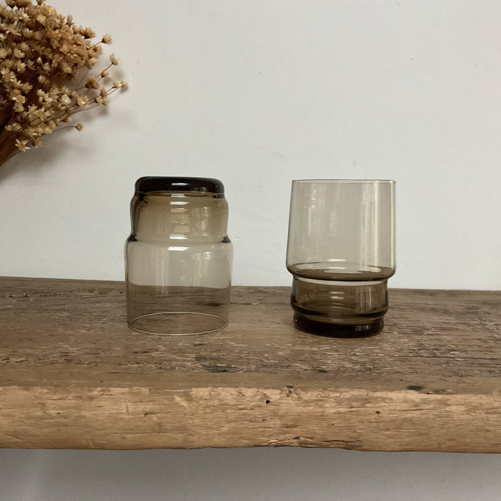 10 small vintage handmade glasses