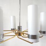 Brass and opaline chandelier