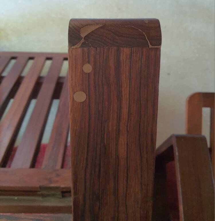 Pair of modernist Rio rosewood rack-and-pinion armchairs